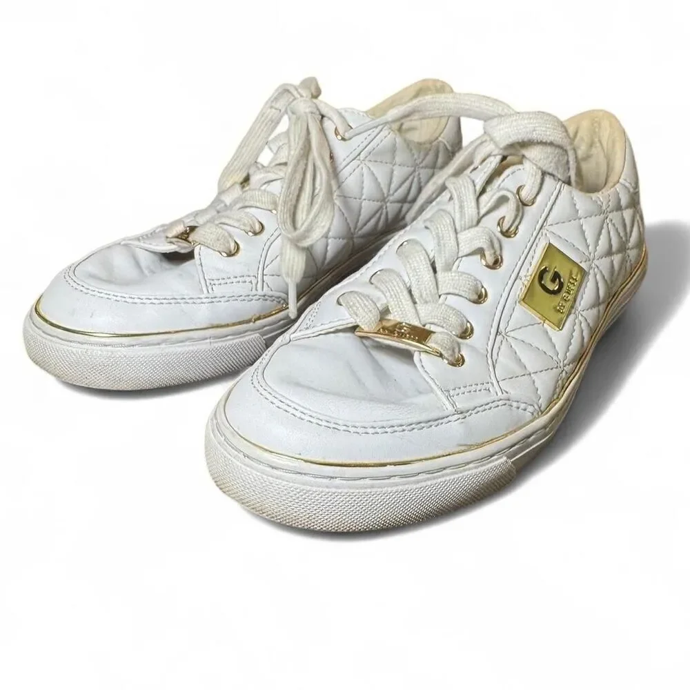 Guess Women's White and Gold Fashion Sneakers Size 6